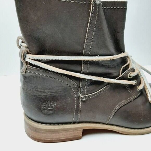 TIMBERLAND / Earthkeepers Savin Hill Brown Leather Lace Up Ankle Boots Sz 8 - Picture 4 of 14